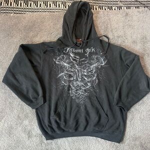 Vintage Miami ink black hoodie with skull design size XL